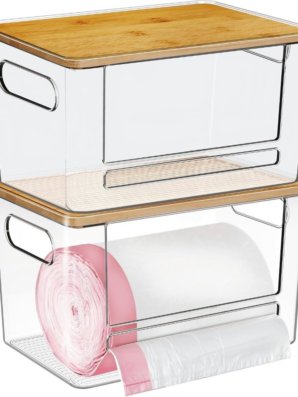 Trash Bag Dispenser 2 Pack - Under Sink Organizer, Plastic Bag Holder